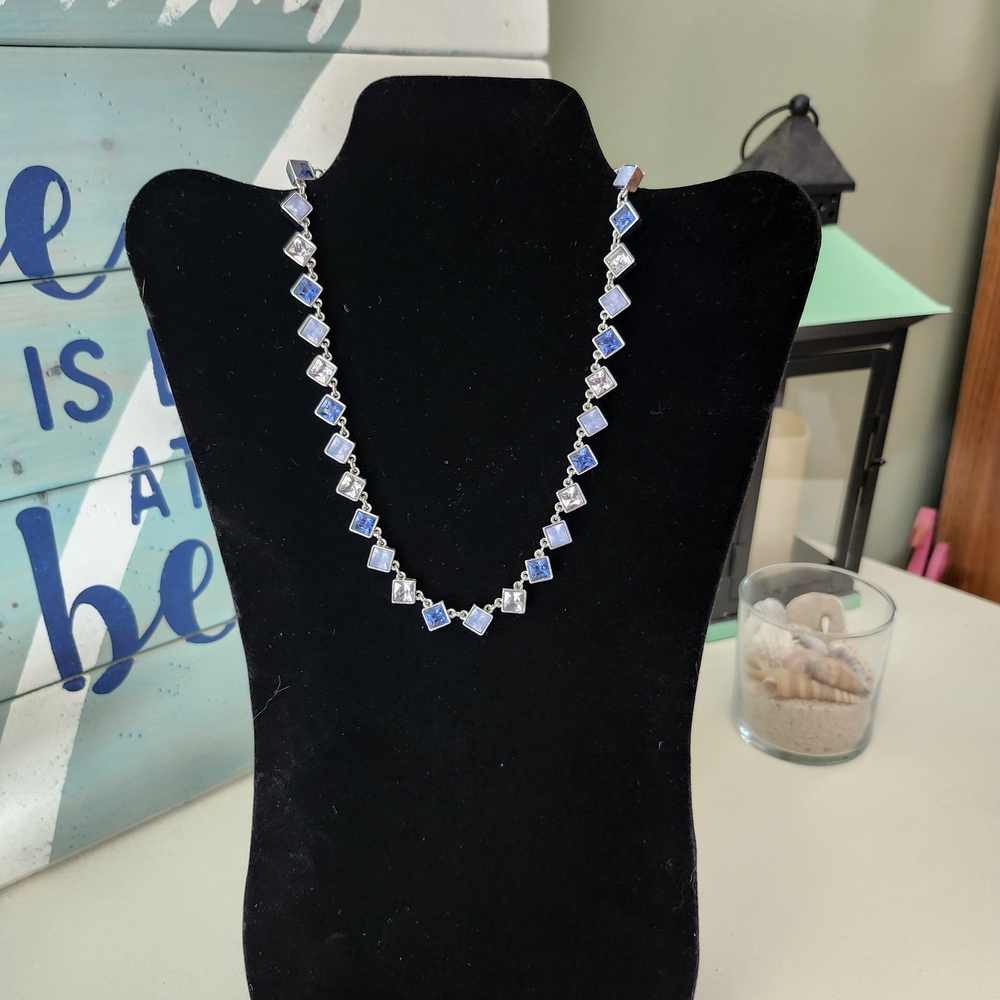 White House Black Market Blue and Silver Necklace